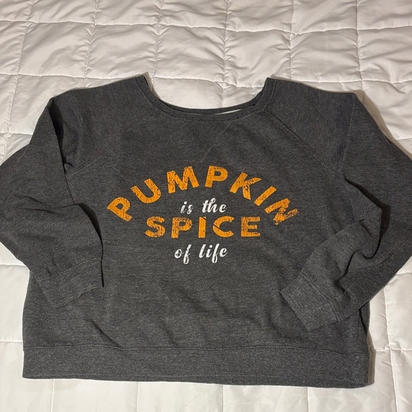 Messy Bun Just Chillin’ Gray Pumpkin Spice Crewneck Sweatshirt - Picture 1 of 9